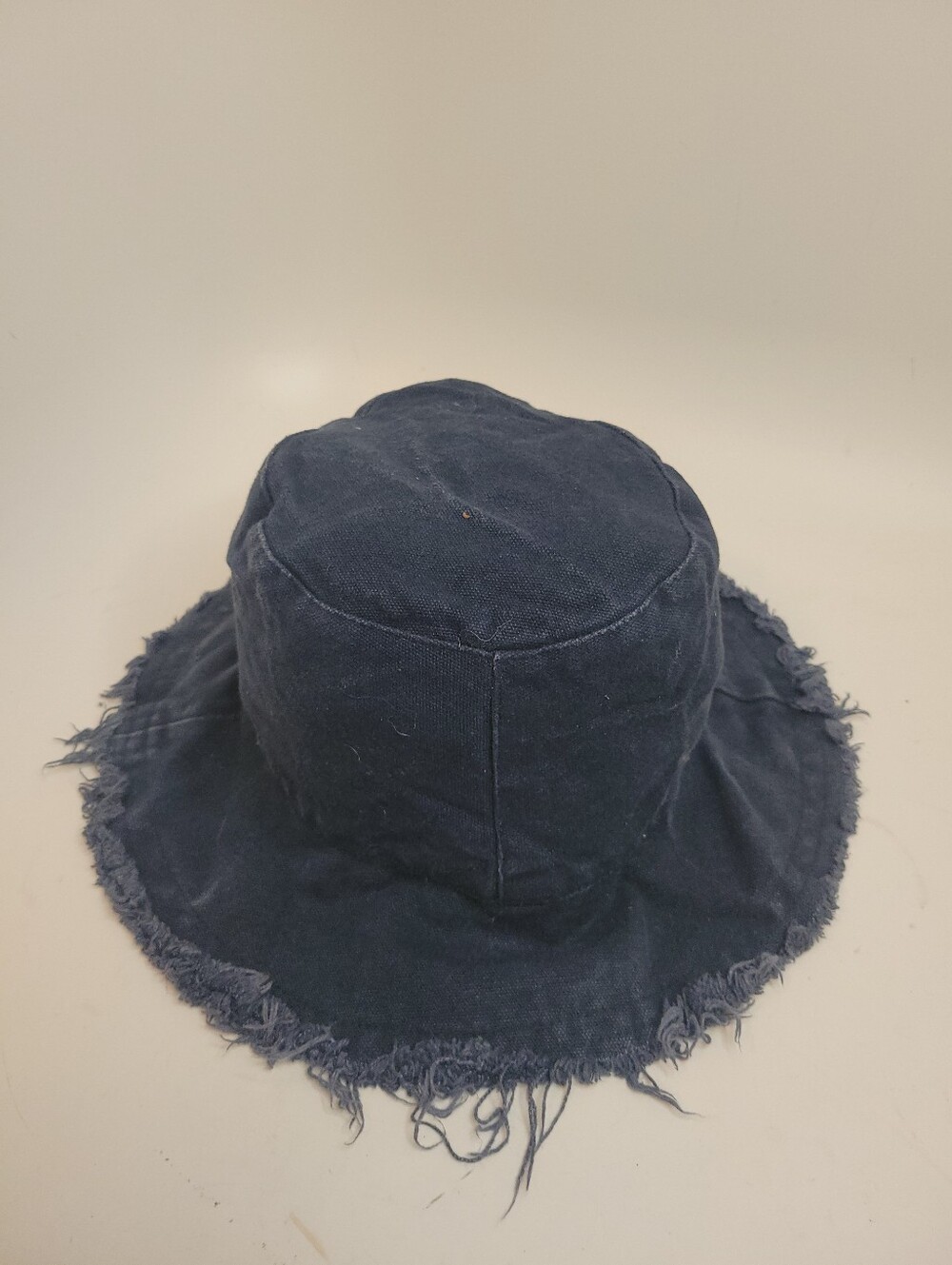 Frayed Brim Navy Cotton Bucket Hat - Picture 2 of 5